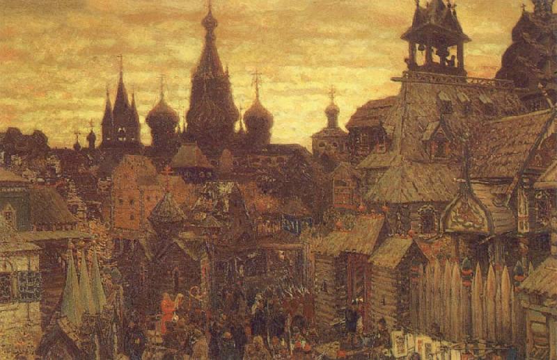 unknow artist The Old Moscow a street in Kitai-Gorod in the 17th century China oil painting art